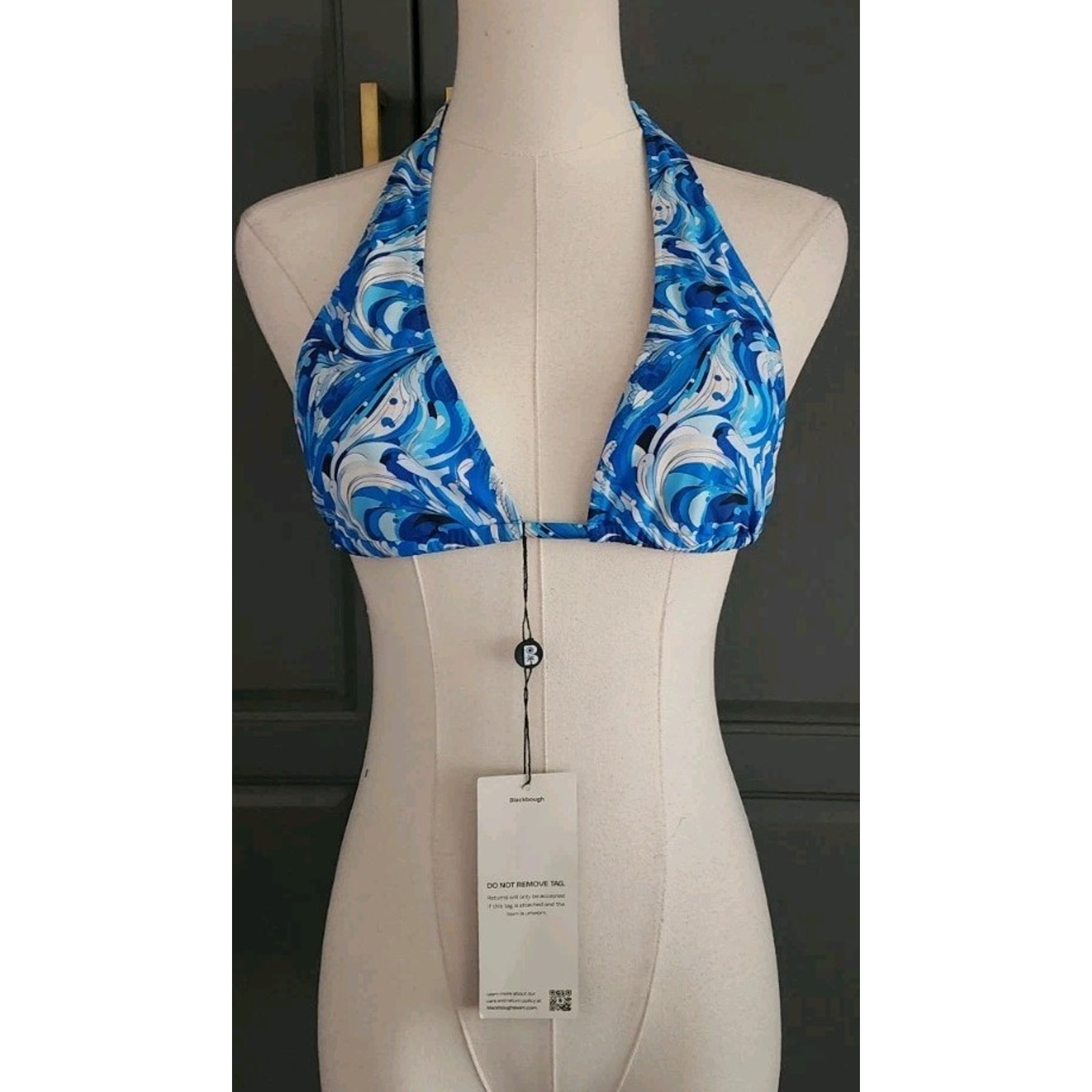 Blackbough Neq Swim Billie Halterneck Top Blue Crush Recycled Nylon Size Small — image 3 of 7
